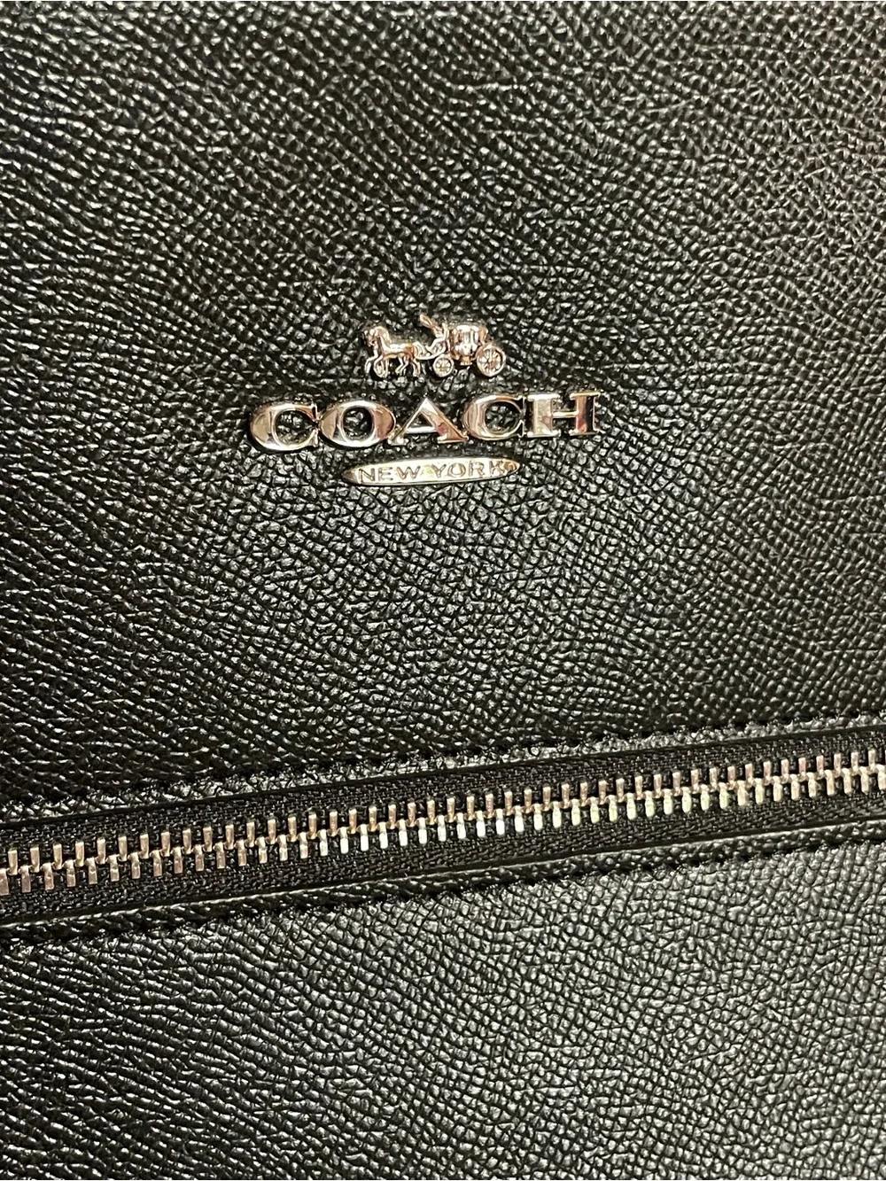 Coach Black Saffiano Leather Tote with Front Zip Pocket